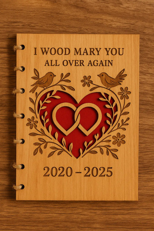 ERADOM Wood Wedding Cards Heart With Ring Natural Wood Art Card Interior Paper Insert Matching Envelop Stand 4x6 Inches